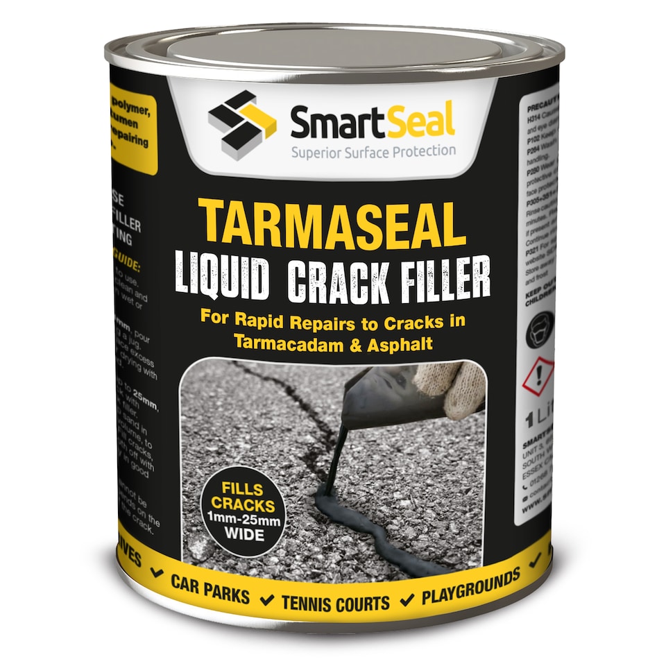 image 1 of Smartseal - Tarmac Liquid Crack Filler - (Black) - Fill Cracks & Holes in Tarmac & Asphalt, Paths, Tennis Courts & Playgrounds, 1L