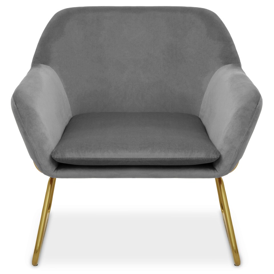 image 1 of Interiors by Premier Grey Velvet Armchair with Gold Legs, Easy Care Velvet Chairs, Indoor Dining with Velvet Dinner Chair