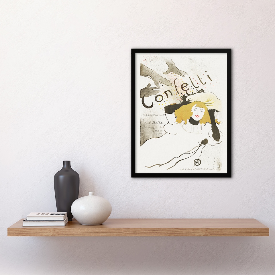 image 1 of Confetti Vintage French Advert Vintage Framed Wall Art Print Lautrec 12x16"