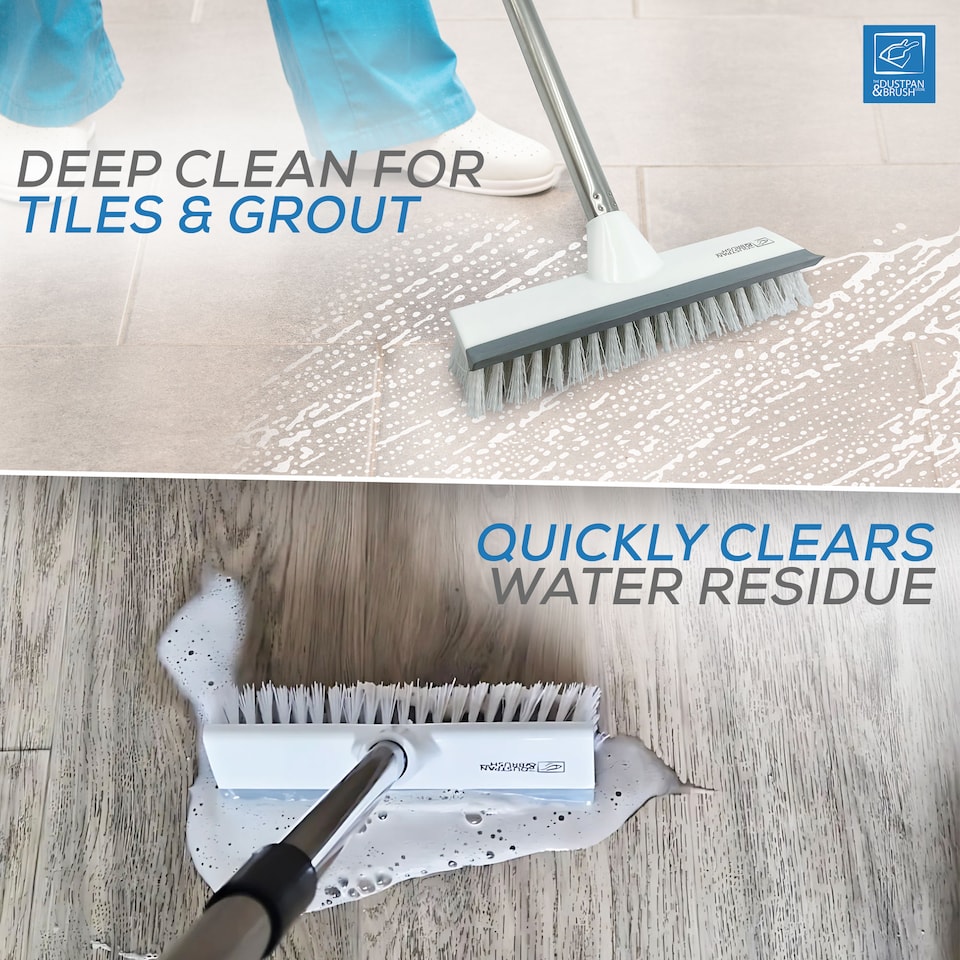 image 1 of Floor Squeegee Brush Long Handled for Indoor or Outdoor Tile and Wood Surfaces