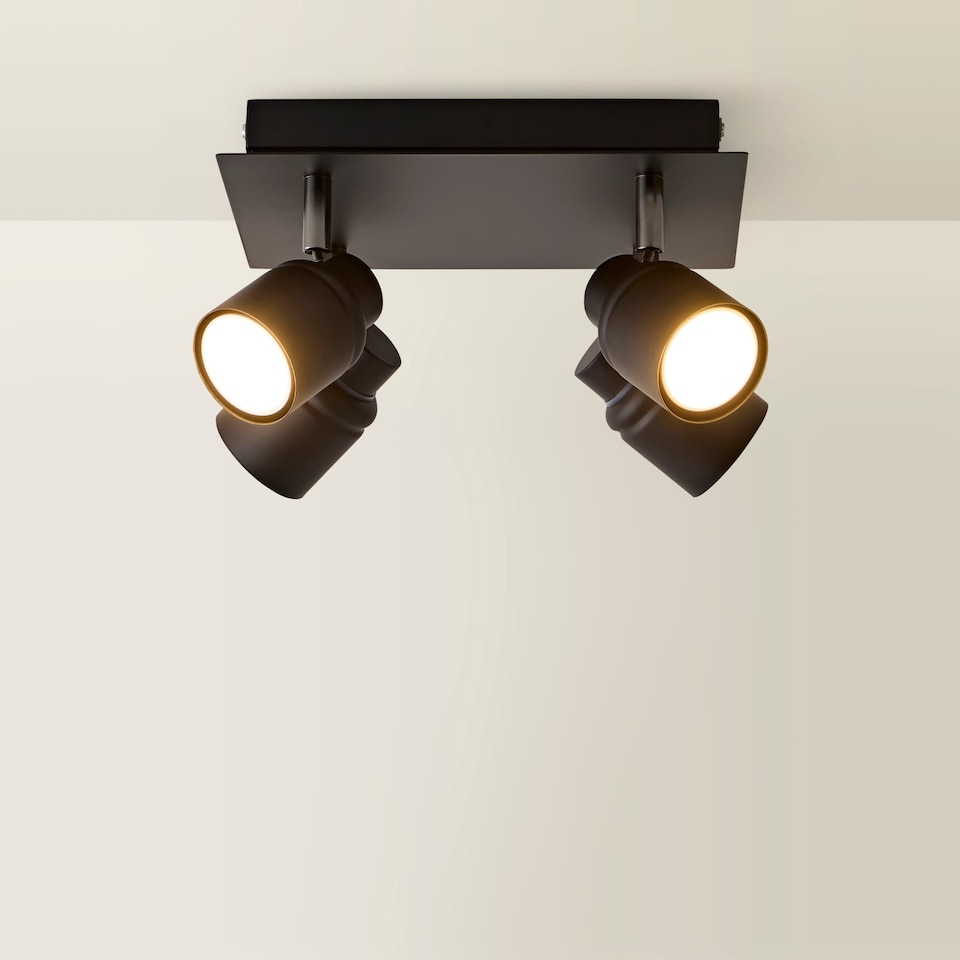 image 1 of ValueLights Benton Black IP44 Square Bathroom Ceiling Light & Bulb