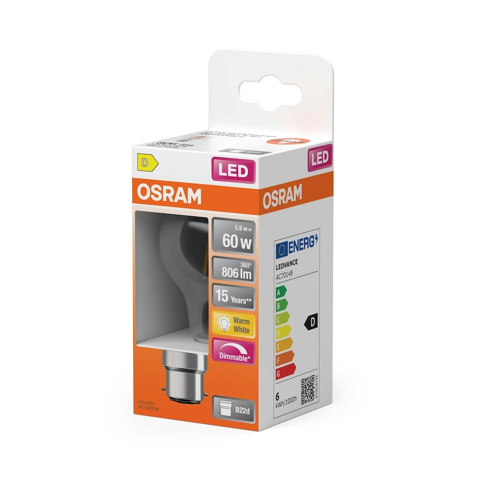 image 1 of OSRAM LED lamp Superstar bulb shape A60 filament dimmable 6 pack