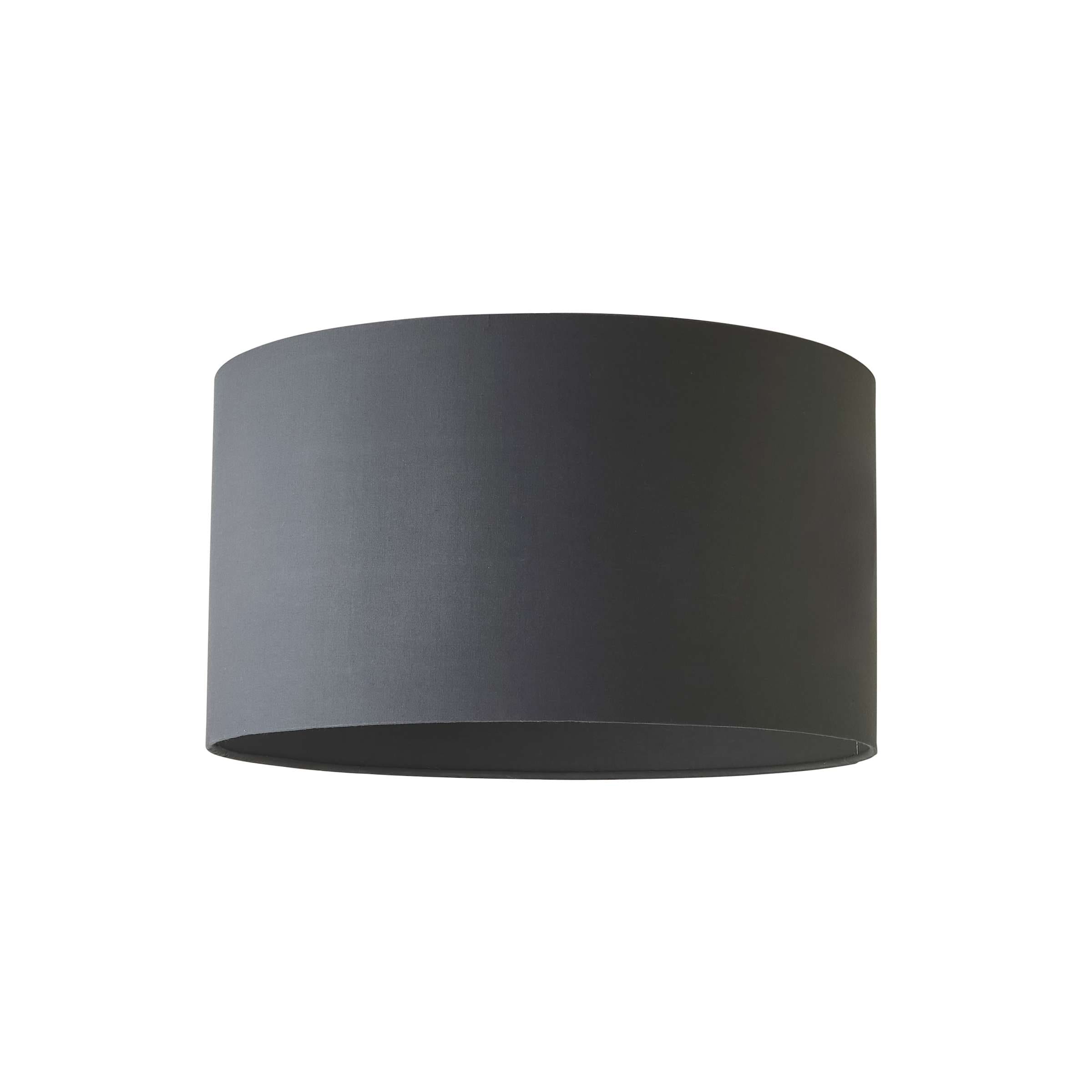 ValueLights Reni Charcoal Grey Fabric Easy Fit Drum Ceiling Lamp Shade | Size: Large