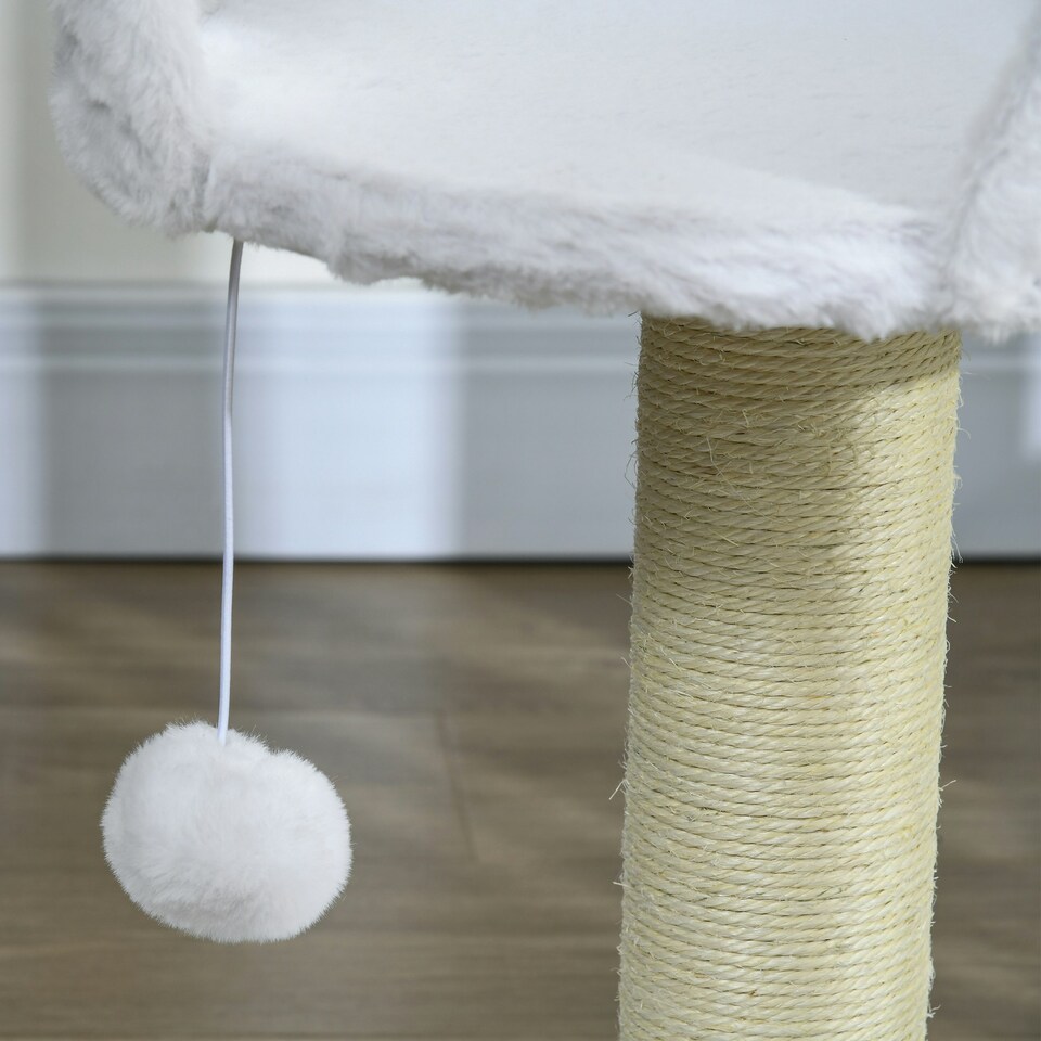 image 1 of PawHut Cat Tree with Scratching Post for Small Indoor Cats, White