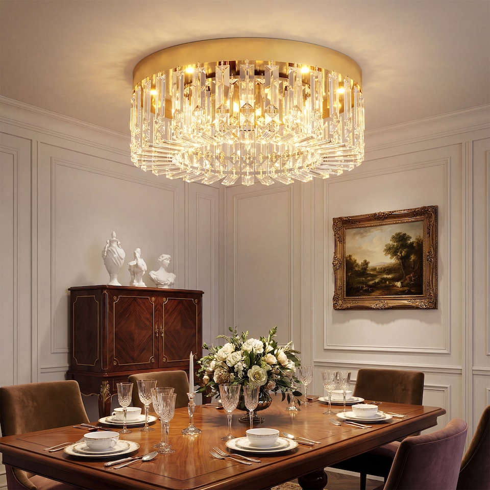 image 1 of HOMCOM Crystal Ceiling Light with 160 Crystal Pendants