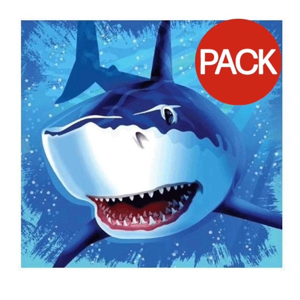Creative Party Paper Shark Luau/Beach Party Disposable Napkins (Pack of 16) - Blue/White - One Size