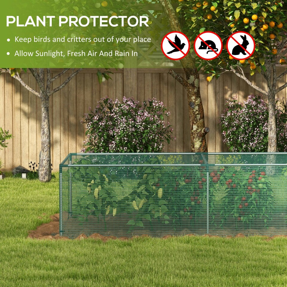 image 1 of Outsunny 8'x4' Crop Cage, Zipped Door, Steel Frame, Green
