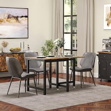 HOMCOM Folding Dining Table, Industrial Drop Leaf Table with Wheels and Metal Frame for Kitchen, Dining Room, Space Saving, Rustic Brown
