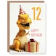 image 1 of T-Rex Dinosaur Party Hat Kids Age 12 Year Child Kids 12th Birthday Card