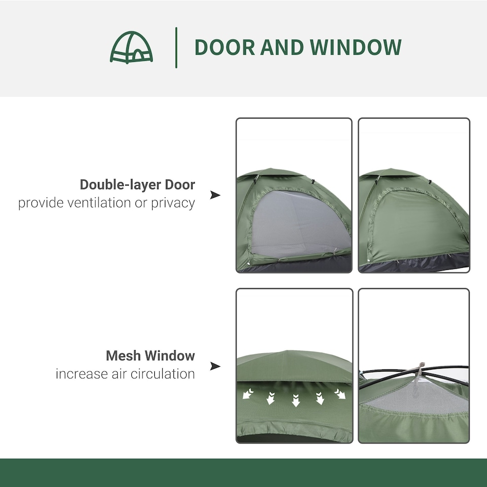 image 1 of Outsunny Camping Tent for 2 Person Dome Tent w/ Storage Pocket Orange