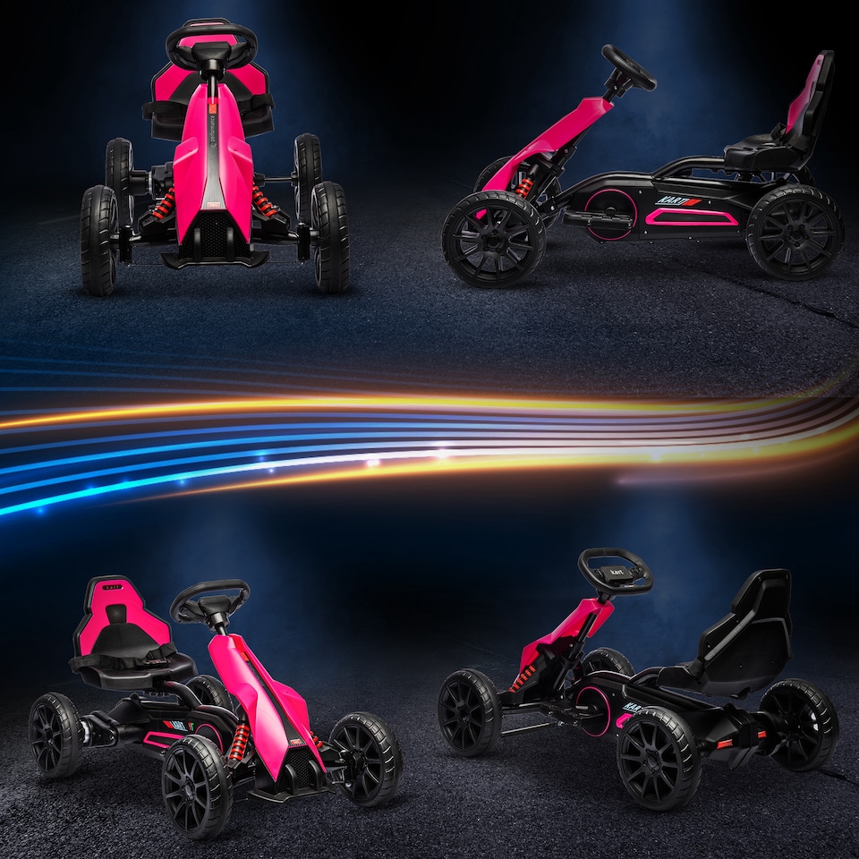 image 1 of HOMCOM Electric Go Kart for Kids, 12V Battery Powered Drift Kart with Dual Speed, Forward and Reverse, Safety Belt for Boys and Girls, Ages 3-8 Years, Pink