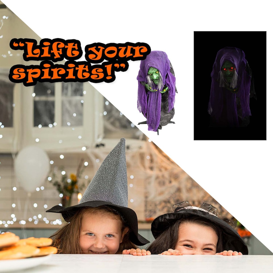 image 1 of vfm-estore Halloween Animated Witch Decoration, 91 x 25 cm, Purple
