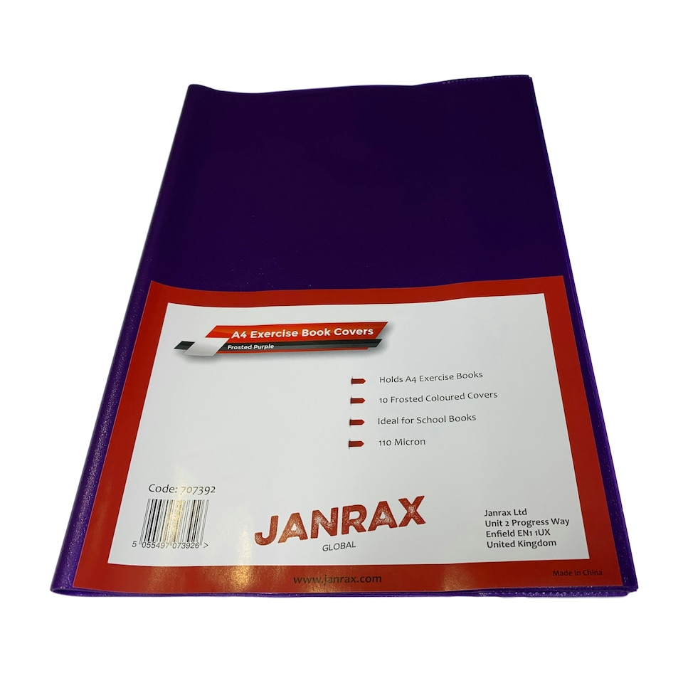 image 1 of Pack of 10 A4 Frosted Purple Exercise Book Covers
