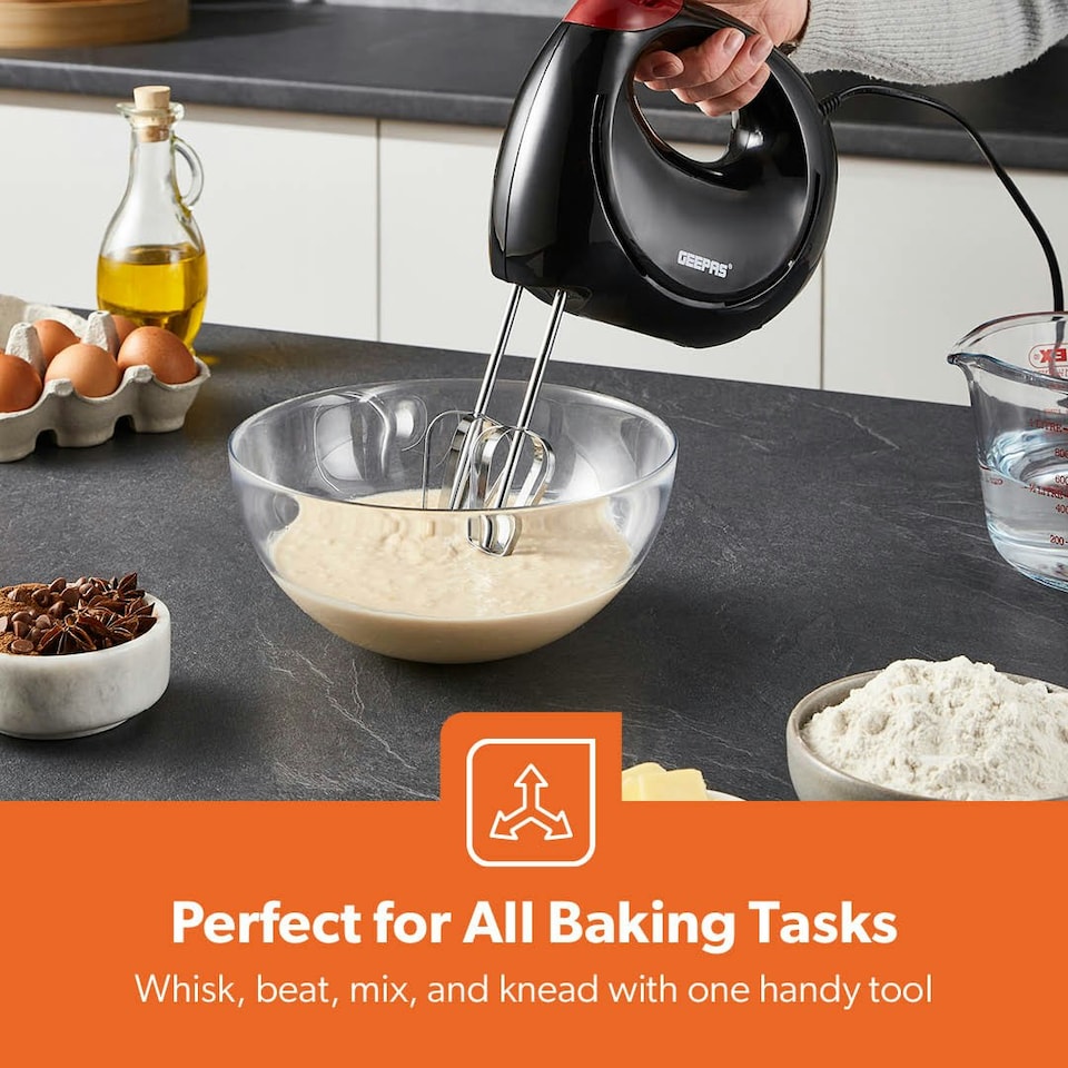 image 1 of GEEPAS 150W Hand Mixer - Electric Whisk Black