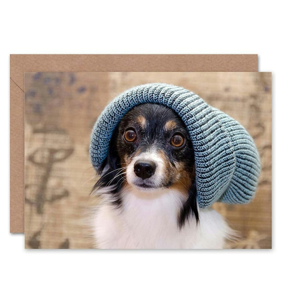 image 1 of Hipster Dress Up Comedy Dog Art Blank Just to Say Card