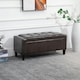 image 2 of HOMCOM 40x90cm PU Leather Storage Ottoman Bench Wood Frame w/ Tufting Feet Brown