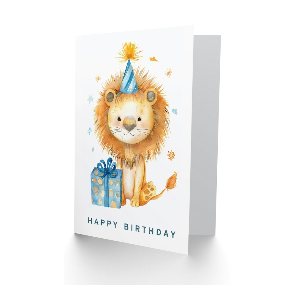 image 1 of Cute Party Hat Illustration Girl Boy Kids Birthday Card