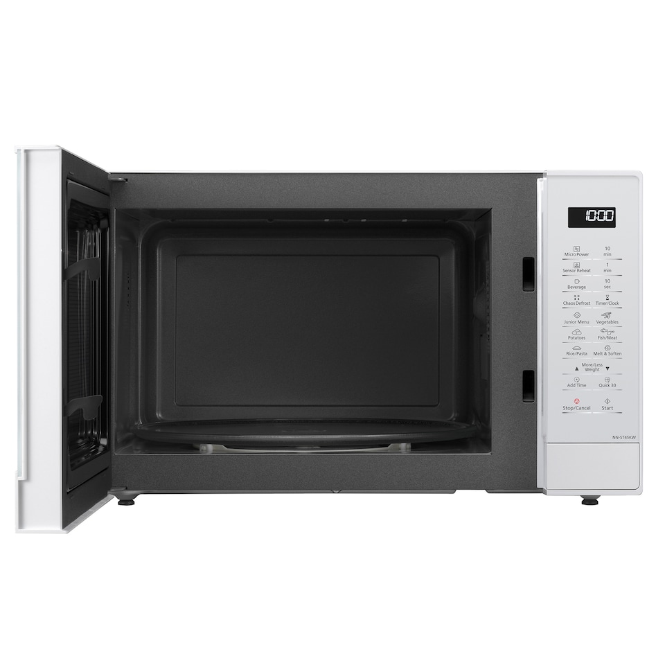 image 1 of Panasonic NN-ST45KWBPQ Microwave Oven, 32 Litres, 1000W, Turntable, Easy Operation LCD, Touch Control Panel, 21 Auto Programs with Junior Menu (Puree & Porridge) LED Interior bulb, White