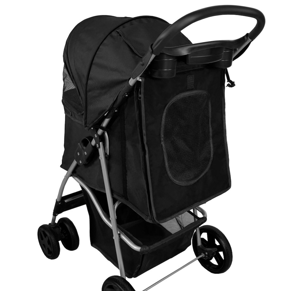 image 1 of Pet Stroller with Rain Cover – Black One Size