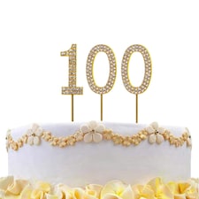 Gold Diamond Number 100 Cake Topper Gold