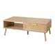 image 1 of Coffee Table Rattan Front Drawer Open Shelf Solid Wooden Legs Home Living Room