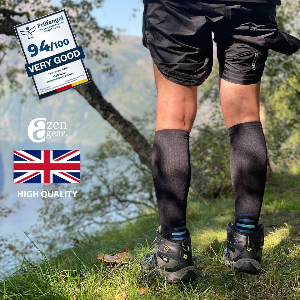 image 1 of aZengear Compression Socks for Women & Men (20-30 mmHg), Knee-High Flight Socks
