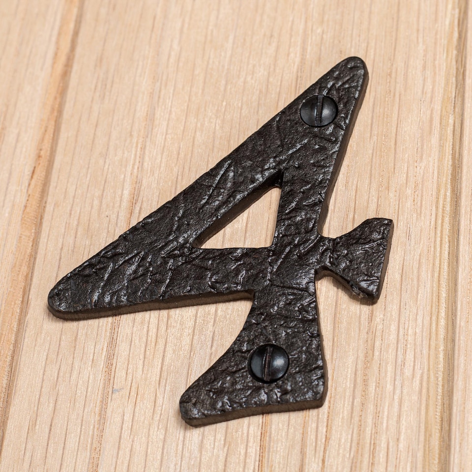 image 1 of Hammer & Tongs Rustic Iron Numeral - Number 4 - H70mm - Black