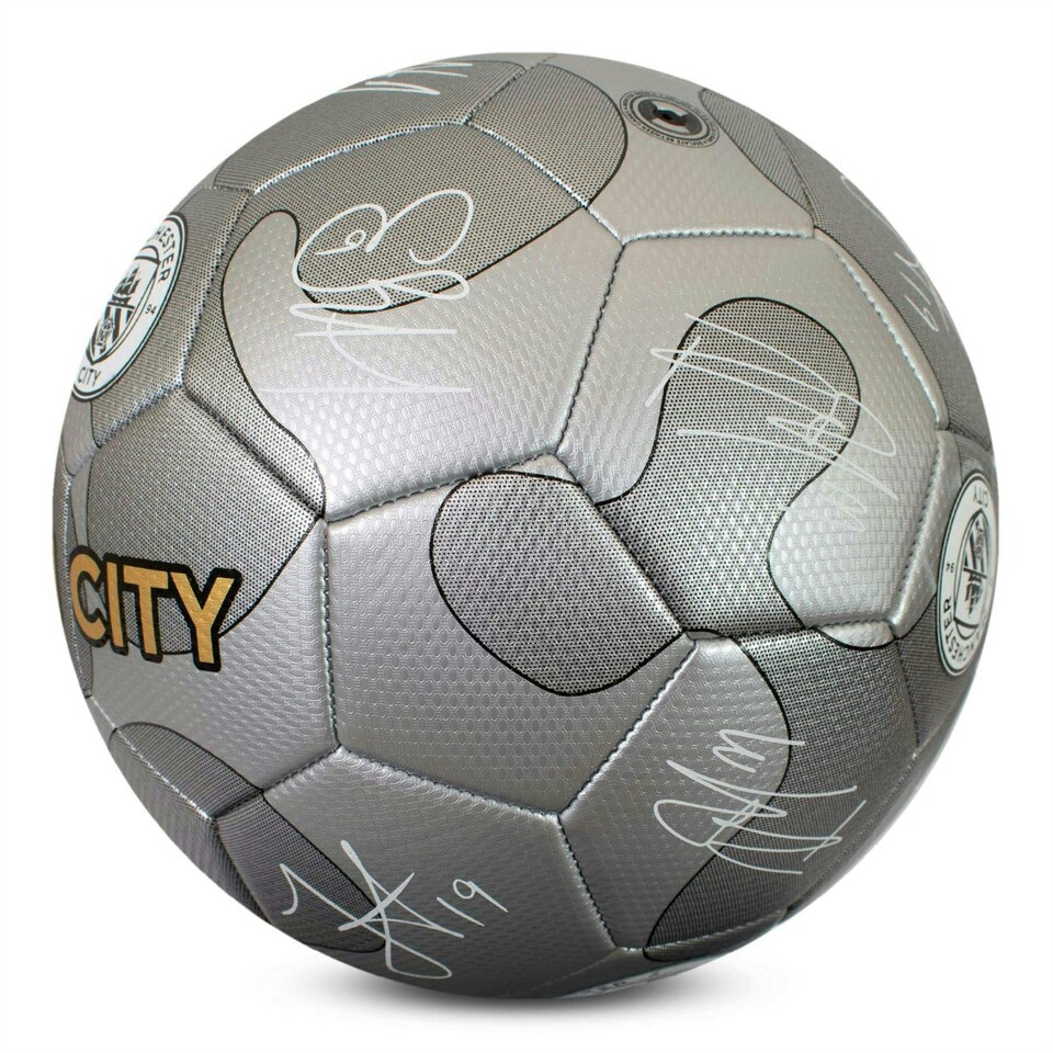 image 1 of Manchester City F.C. Offical Licensed Signature Football - Silver Camo with Matt Finish - Size 5 For Kids and Adults Silver