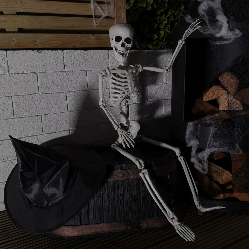image 1 of 90cm (3ft) Posable Full Body Halloween Skeleton Decoration with Movable Joints