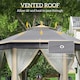 image 9 of Outsunny 3x4m Hexagon Gazebo w/ Mesh Curtains Outdoor Garden, Khaki