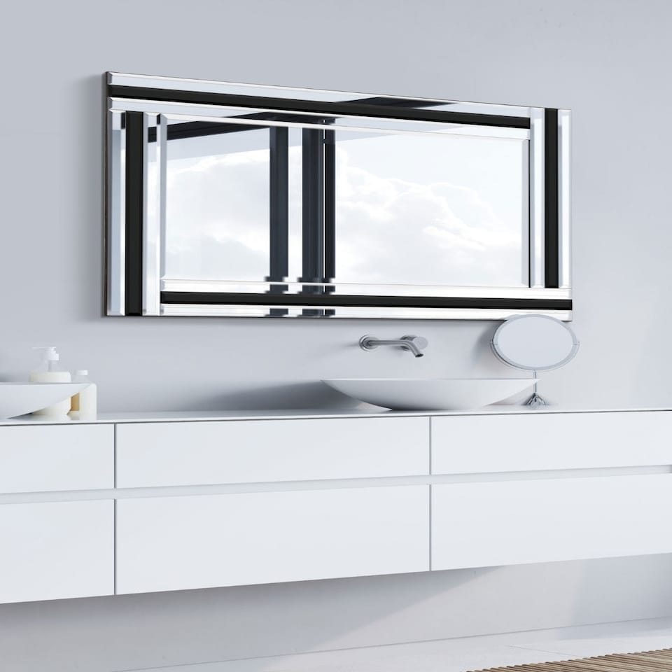 image 1 of Dalton Black All Glass Mirror 90 x 60 CM Black