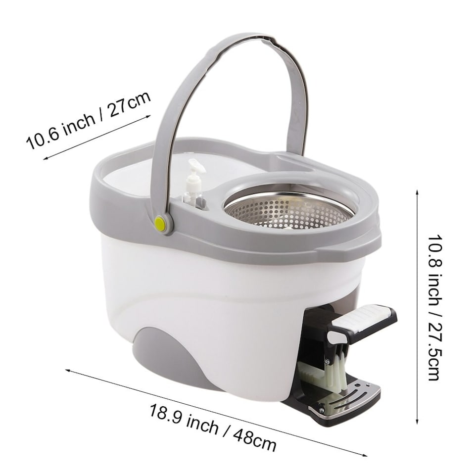 image 1 of Living and Home Hands-Free Foot-Operated Pedal Rotating Mop and Bucket Set