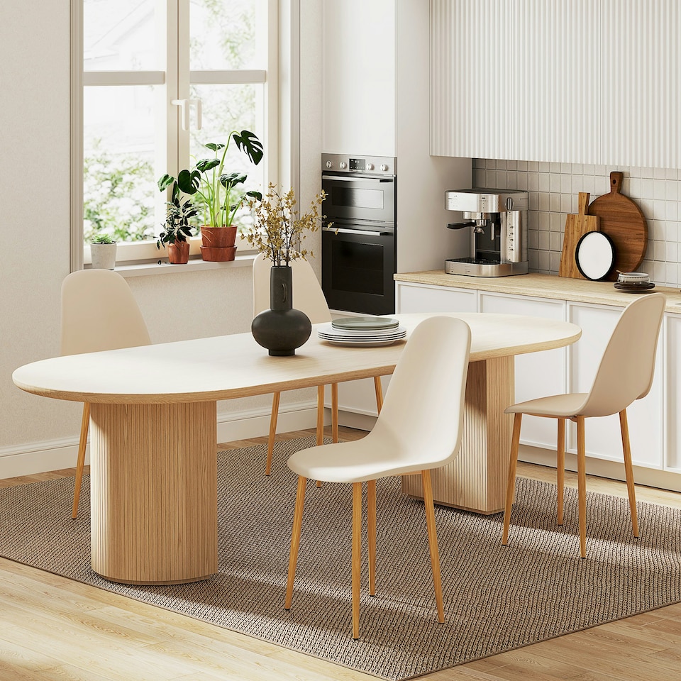 image 1 of HOMCOM Dining Chairs Set of 4 w/ Curved Back, Steel Legs 