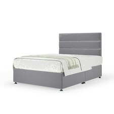 Silver Plush Velvet No Drawer Divan Base and Milan Headboard Single
