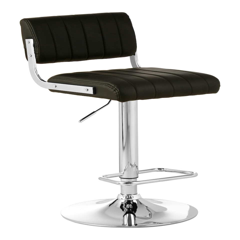 image 1 of Interiors by Premier Black Channel Design Seat Bar Stool, Adjustable Height Kitchen Bar Stool, Footrest Swivel Barseat