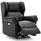 image 2 of Electric Recliner Chair Wingback Design & USB Port In Bonded Leather (Black)