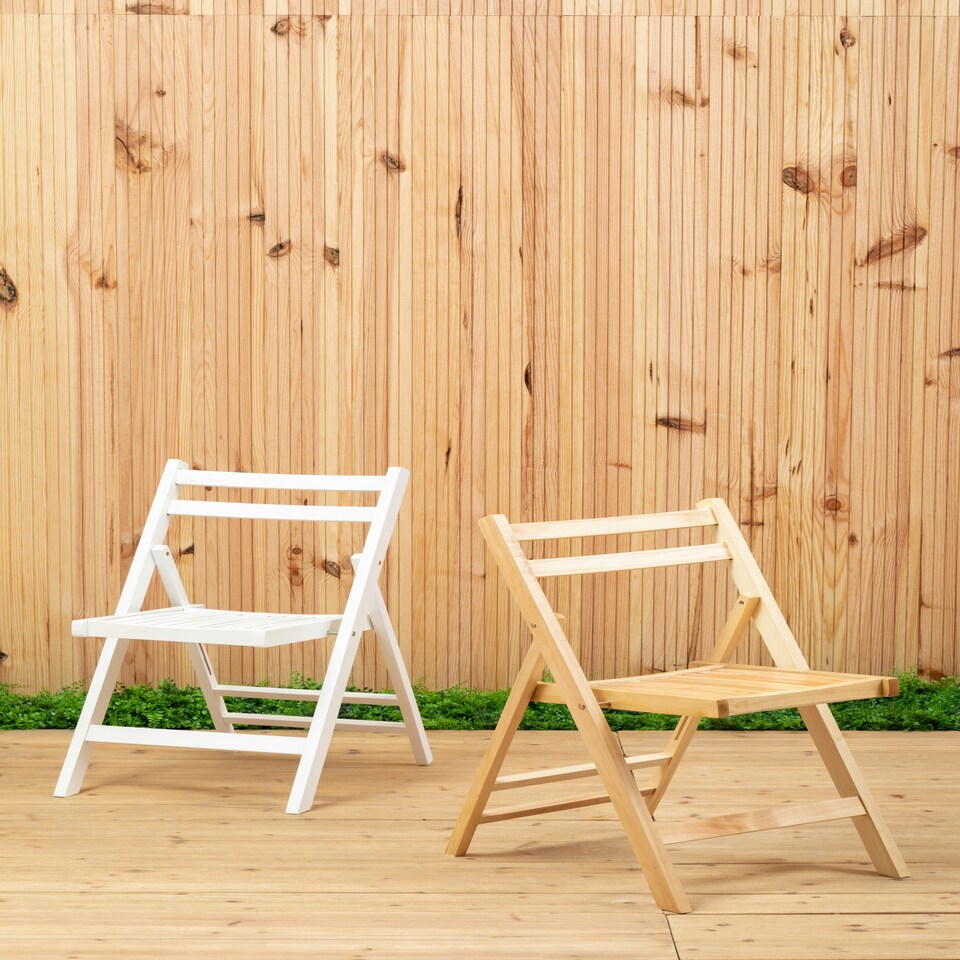 image 1 of Interiors by Premier Wood Natural Finish Folding Chair, Space-saver Camping Chair, Easy Foldable Wood Chair, Easy to Clean Chair