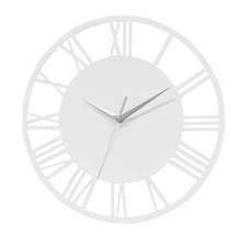 Living and Home Silent Round Wood Wall Clock Roman Numeral - White