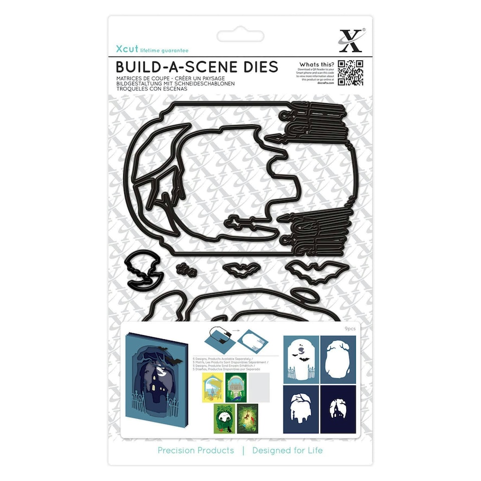 Xcut Shadow Box Die - Spooky Graveyard, Silver, Set of 8