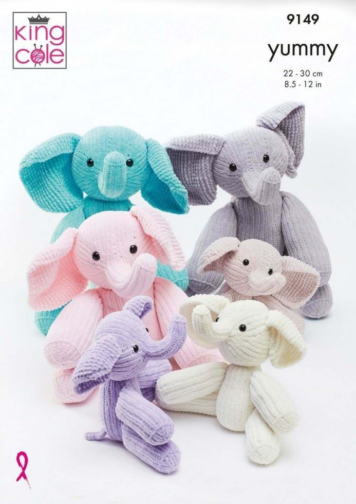 King Cole Yummy Chunky Knitting Pattern 9149, Toys - 22 - 30 cm