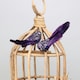 image 2 of Pair of Decorative Purple Glitter Birds With Clip - 13cm
