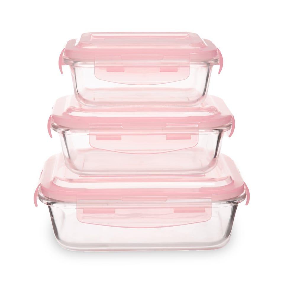 image 1 of Freska Set Of Three Rectangular Glass Containers