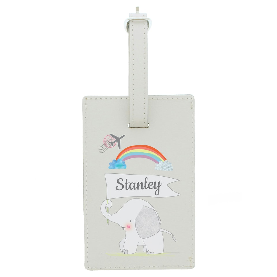 image 1 of Personalised Hessian Elephant Cream Luggage Tag Cream