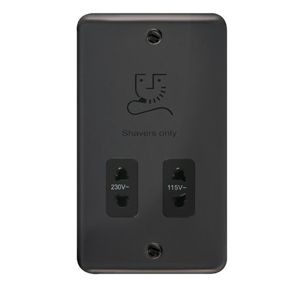 Curved Black Nickel Shaver Socket 115v/230v Black | Black Nikel