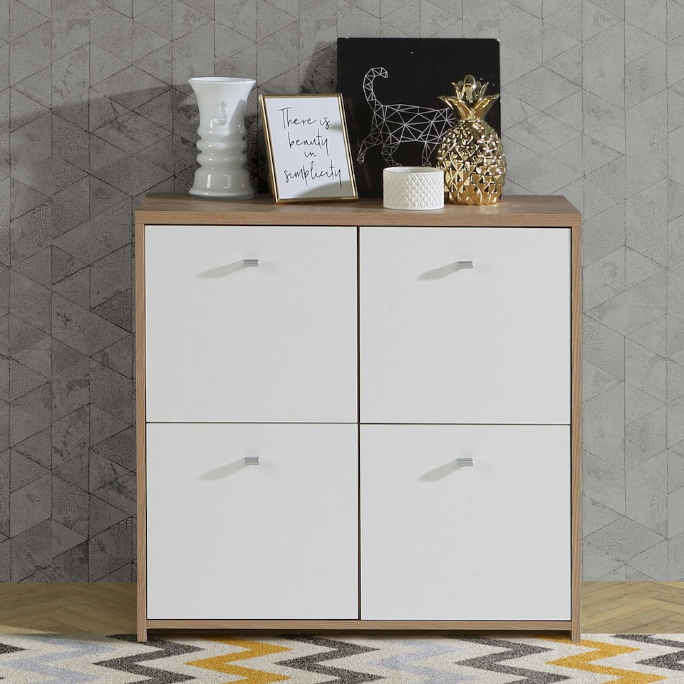 image 1 of Best Chest 4 Door Storage Cabinet White & Oak White