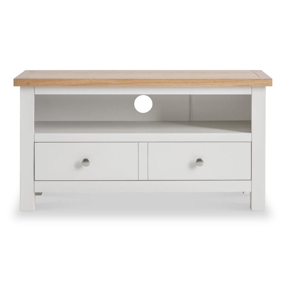 image 1 of Farro White 90cm Small TV Unit - Fully Assembled - By Roseland Furniture