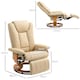 image 7 of HOMCOM PU Leather Reclining Armchair with Footrest for Living Room, Beige Cream | Yellow Wood Tone Base