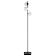 image 2 of First Choice Lighting Pair of Black Floor Lamp with Opal Globe Shades Black
