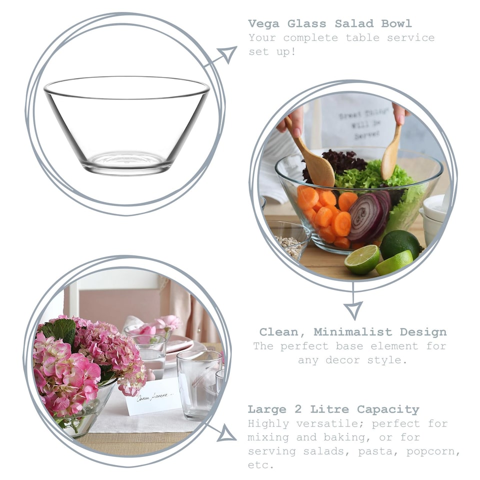 image 1 of LAV Vega Glass Serving Bowl - 22.5cm - Clear | Clear | Clear