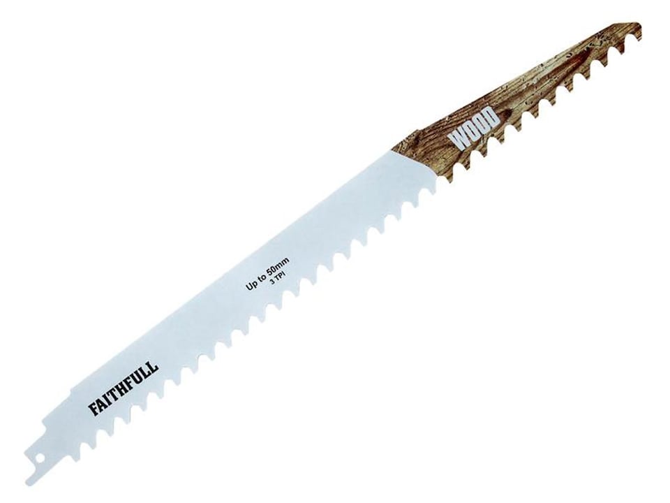 Faithfull S1241hm Wood Carbide Sabre Saw Blade 304mm X 3 Tpi